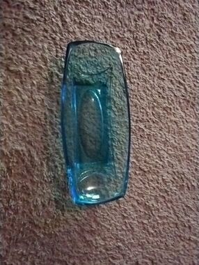 Hazel-Atlas Celery Dish Oblong Vintage Glass Blue